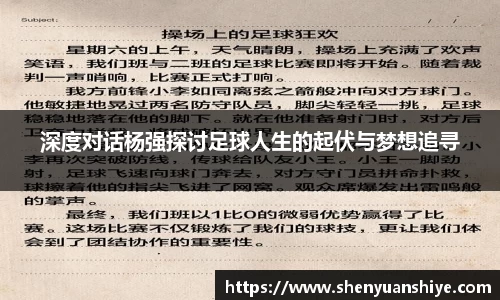 深度对话杨强探讨足球人生的起伏与梦想追寻